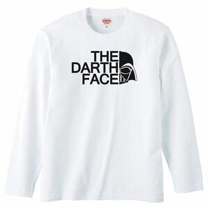 【送料無料】【新品】THE DARTH FACE ダースフェイス 長袖 ロング Tシャツ ロンT パロディ おもしろ プレゼント メンズ 白 Lサイズ