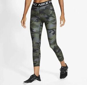 新品 Lサイズ NIKE ナイキレディース ウィメンズ WSナイキプロ クロップタイツ カモ 迷彩