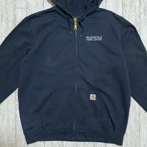 ☆送料無料☆ carhartt カーハート 一点物 ジップパーカー XLサイズ ネイビー 企業物 メキシコ製 21-378_画像4