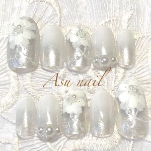 パールフラワーネイルチップ