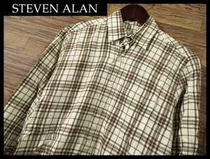  free shipping G① USA made America made STEVEN ALAN Stephen Alain long sleeve check shirt XS tea Brown 