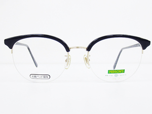 ∞【デッドストック】PERSON'S パーソンズ 眼鏡 メガネフレーム PR-110 52[]19-145 コンビネーション ナイロール ネイビー ゴールド □H8