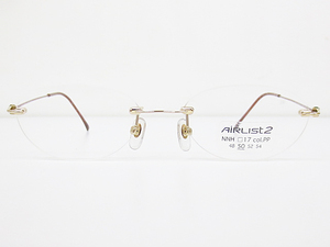 ∞【デッドストック】AIRLIST2 エアリスト 眼鏡 メガネフレーム AL210T 50[]17-135 チタン ゴールド ピンク 日本製 HOYA ホーヤ □H8