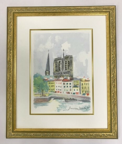 【特価】　≪　　モーリス・ユトリロ　　≫　　オリジナルリトグラフ【石版画】 　ILL DE LA CITE-NOTRE DAME　 1955年　　MAURICE UTRILLO