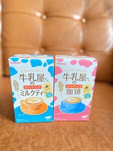 牛乳屋さんの カフェインレス ミルクティー 12g×8本、牛乳屋さんの カフェインレス 珈琲 11g×8本 珈琲 紅茶 セット