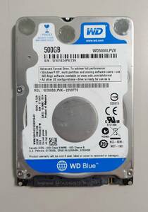 KN1161 WesternDigital HDD 2.5inch WD5000LPVX 500GB 使用時間：597時間