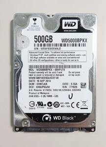 KN1160 WesternDigital HDD 2.5inch WD5000BPKX 500GB 使用時間：60時間