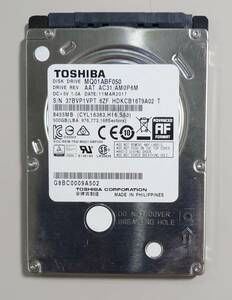 KN1212 TOSHIBA MQ01ABF050 2.5inch 500GB 使用時間：26243時間