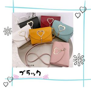ミニショルダーバッグ ポーチ 韓国 オルチャン ブラックポシェット2WAY