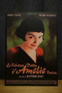 [希少 珍品 インテリア] 映画 AMELIE アメリ 裏面木製看板 ポスター