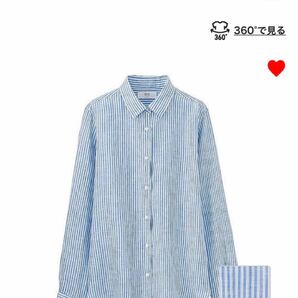 UNIQLO ユニクロ Wプレミアムリネンストライプシャツ（長袖）カラー64Blue サイズS 新品タグ付き 2016SS