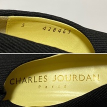 ▼ CHARLES JOURDAN Paris リブ パンプス 黒 ブラック 5 レザー切り替え アーモンドトゥ 日本製 _画像9