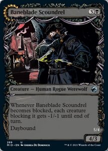 MTG ■黒/英語版■ 《破滅刃の悪漢/Baneblade Scoundrel》▲ショーケース▲ イニストラード 真夜中の狩り