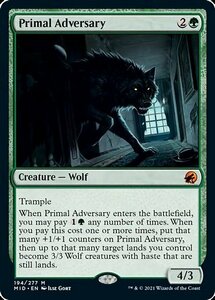 MTG ■緑/英語版■ 《原初の敵対者/Primal Adversary》★FOIL★イニストラード真夜中の狩り MID