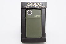 【未使用品】希少品 1627 ZIPPO LOGO ダークグリーン スリム F XIV RRADFORD.PA_画像5