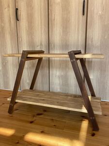 ハードウッドで作成!シェルフ テーブル アウトドア キャンプ
