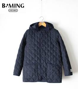 【 B:MING by BEAMS ビームス 】チェック 尾州 ウール 中綿キルティング ブルゾン M 91-18-0015-277 定価\24,840(税込) フード ジャケット