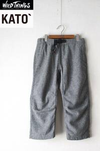 [ WILD THINGS Wild Things × KATO' Kato ]3/4 herringbone wool climbing pants S half OWPS072 belt gray 