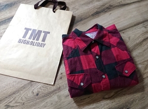 TMT*16 year goods Buffalo check shirt * size M red * flannel shirt 