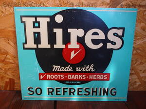 ★ USA ビンテージ コレクティブル Hires Root Beer Embossed Tin Sign by AAA Sign Vintage 1970s SIGN 本物 ★