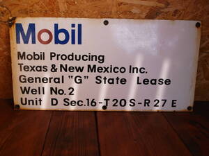 ★ USA ビンテージ コレクティブル 1960 Mobil Producting Texas & New Mecico Inc. 油田リース看板 SIGN ★