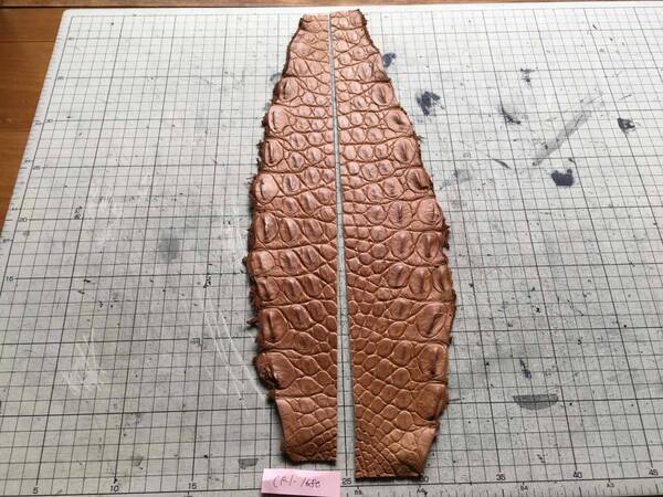 CR1-1680★マット ダークオレンジ柿渋 茶系 最高級スモールクロコダイルポロサス レザークラフト はぎれ ハギレ 革小物ビジネス手帳ポーチ