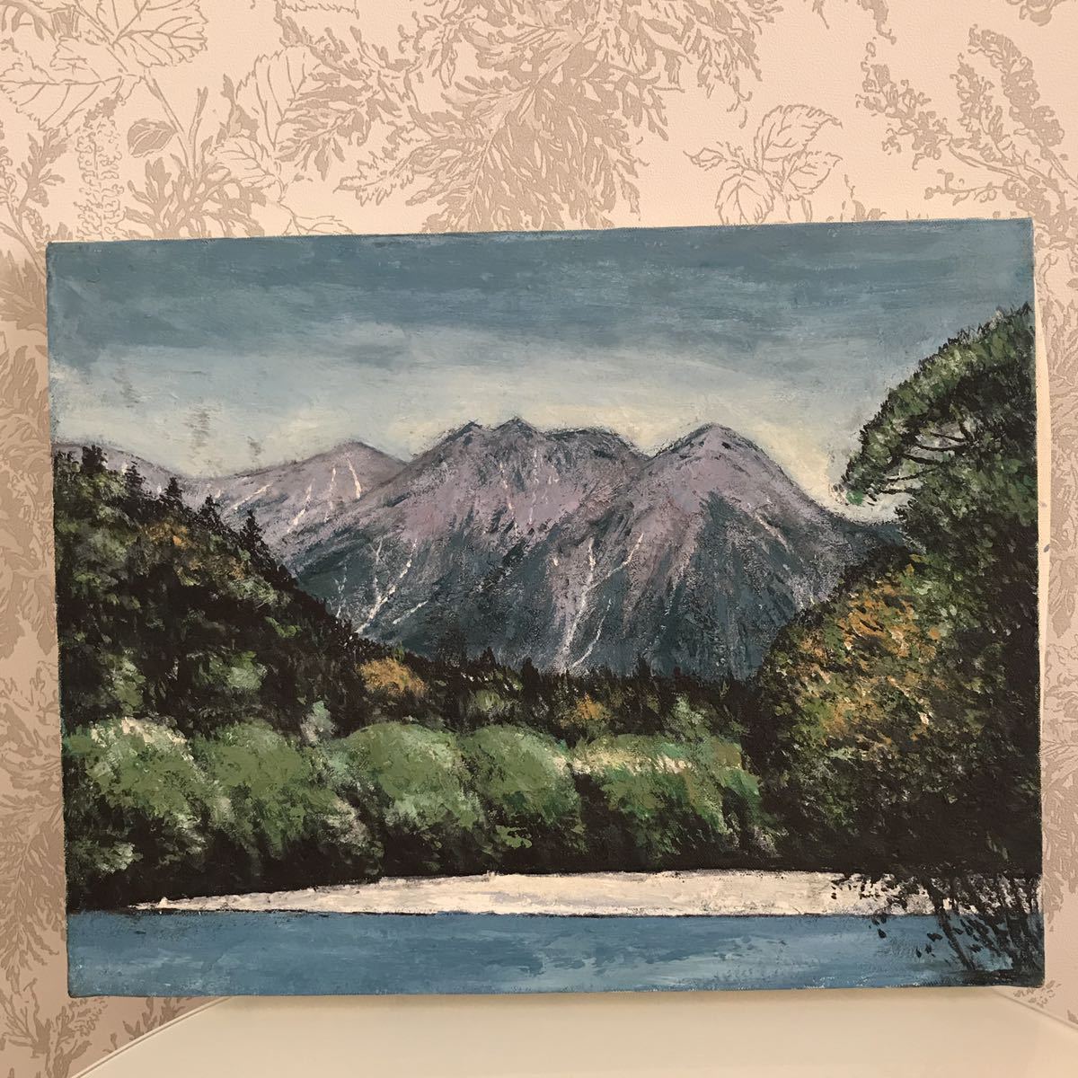 Original oil painting Kamikochi Hotaka Mountain Range F6, painting, oil painting, Nature, Landscape painting