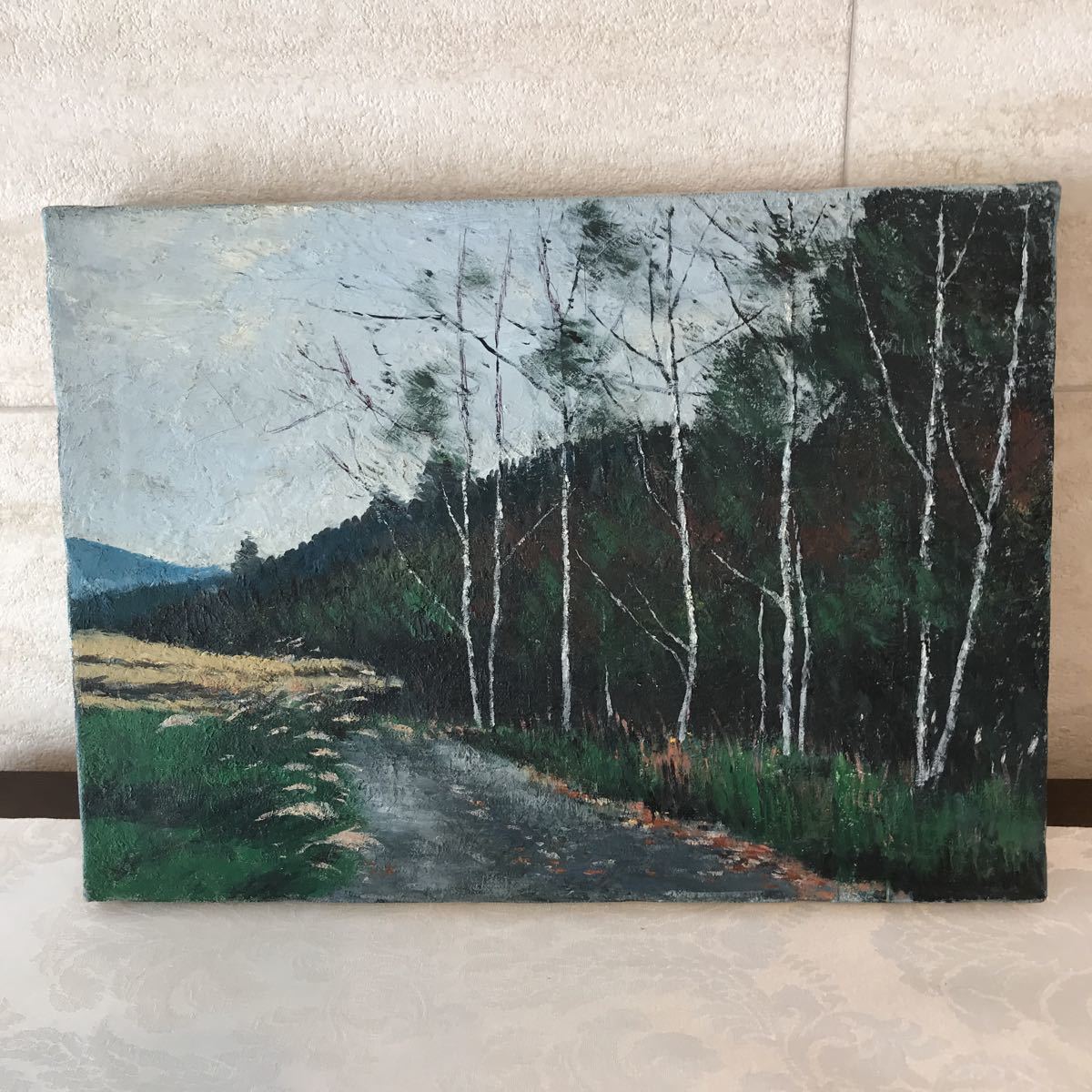 Pintura al óleo original★Kaida Plateau White Birch Forest F4, cuadro, pintura al óleo, Naturaleza, Pintura de paisaje