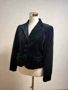 [ glistening jacket ]ef-de ef-de jacket cotton 3. button bell bed velour large size 13 black 