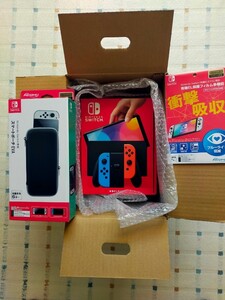 Nintendo Switch 有機ELモデル ネオンカラ― 本体 有機EL保護フィルム スマートポーチ 3点セット
