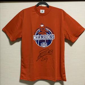  Hiroshima Dragonfly z- B.LEAGUE B2 2019-20 SEASON west district victory T-shirt Okamoto . dragon autographed T-shirt L size ( elected goods new goods not yet have on goods )