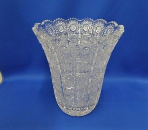 B01312★BOHEMIA GLASS ボヘミア クリスタル 500PK 花瓶 / 高級シリーズ ガラス ハンドカット 中 小 フラワーベース 工芸 チェコ 置物