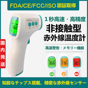 体温計 温度計 非接触型 温度計 非接触 電子体温計 グリーン 送料無料 国内発送 即納 おでこ温度計 赤外線体温計 非接触体温計