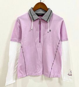 Munsingwear マンシングウェア レディース 長袖 シャツ ハーフジップ ピンク ストライプ ボーダー Mサイズ ゴルフ golf スポーツ ウェア