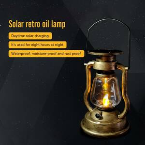 ...LED солнечный retro лампа солнечный энергия свеча висячий свет наружный портативный фонарь средний двор оборудование орнамент серебряный bronze 