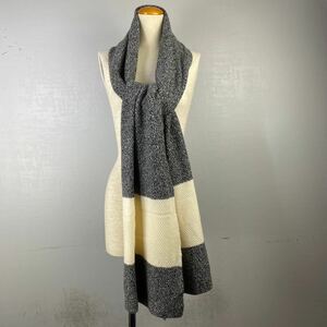 CHANEL COCO MARC CASHMERE100% BICOLOR MUFFLER MADE IN GREAT BRITAIN/シャネルココマークバイカラーカシミヤ100%マフラー