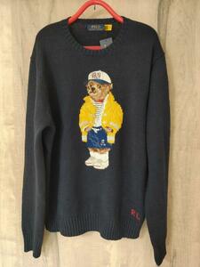 XL new goods! Ralph Lauren Polo Bear - Polo Bear RL-93 cotton knitted sweater knitted navy blue navy NAVY POLO BEAR 1993 1992 92