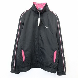 [ new goods ]FILA BIELLA ITALIA filler M men's jacket blouson fleece lining Logo embroidery dot button × Zip long sleeve black × pink 