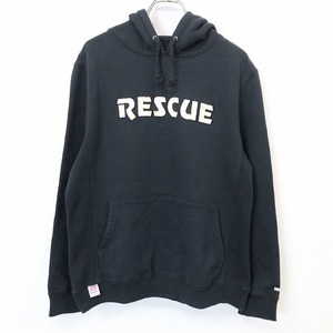 rescue dog レスキュードッグ 2 メンズ スウェット プルオーバー パーカー 裏毛 ラメの星 英字 犬 刺繍 プリント 長袖 綿100% ネイビー 紺