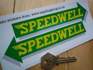 ◆送料無料◆ 海外 Speedwell Yellow & Green Arrow スピードウェル 150mm 2枚セット ステッカー