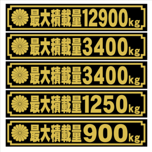 菊紋　最大積載量ステッカー　ゴシック　25センチ　2枚組