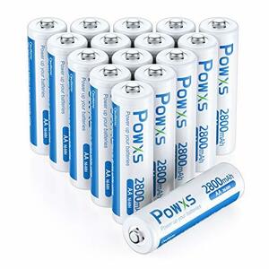 格安 POWXS 単三電池 充電式 ニッケル水素電池 2800mAh 約1500回使用可能 ケース付き16本入り 液漏れ防止