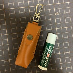 本革リップケース ハンドメイド レザークラフト 手作り メンソレータム ロート製薬株式会社 皮 キーホルダー レザー 手芸