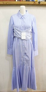 T36* trying on only!! JILL STUART/ Jill Stuart Eve stripe shirt One-piece blue size 4 lady's pechi attaching *