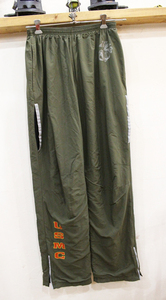 I93★USA製 MARINE RUNNING PANTS ナイロンパンツ カーキ 米軍 ミリタリー ミディアムロング メンズ 古着 ミリタリー USED ★