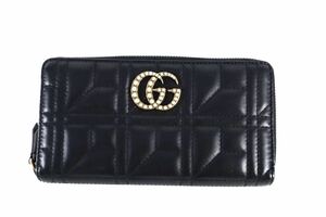 GUCCI 　グッチ　長財布　GGマーモント　ラウンドファスナー　レザー