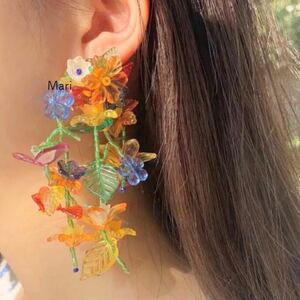  this term Trend. large .. earrings! super popular commodity.! floral chandelier earrings 