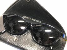 ∞ SONIA RYKIEL ソニアリキエル サングラス メガネ 眼鏡 度なし 66-7508 UVカット 黒 ブラック レザーケース付き_画像1