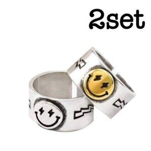 スマイルRING ペア ストリート韓国 古着 2個セット クリスマス時期にいかがですか♪