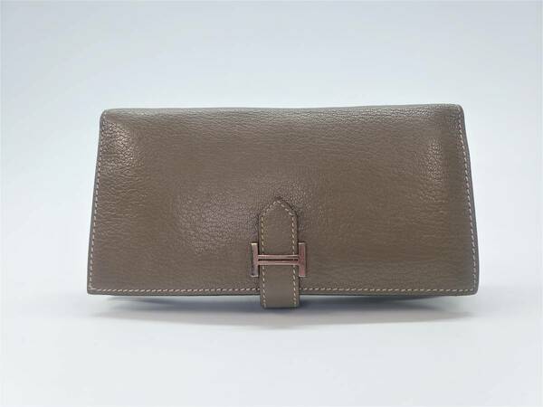 【中古美品】HERMES　エルメス　ベアンスフレ　エトゥープ　刻印○O 2.V　2つ折り長財布